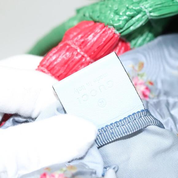 GUCCI Hand Bag Straw Green Red - Picture 14 of 16